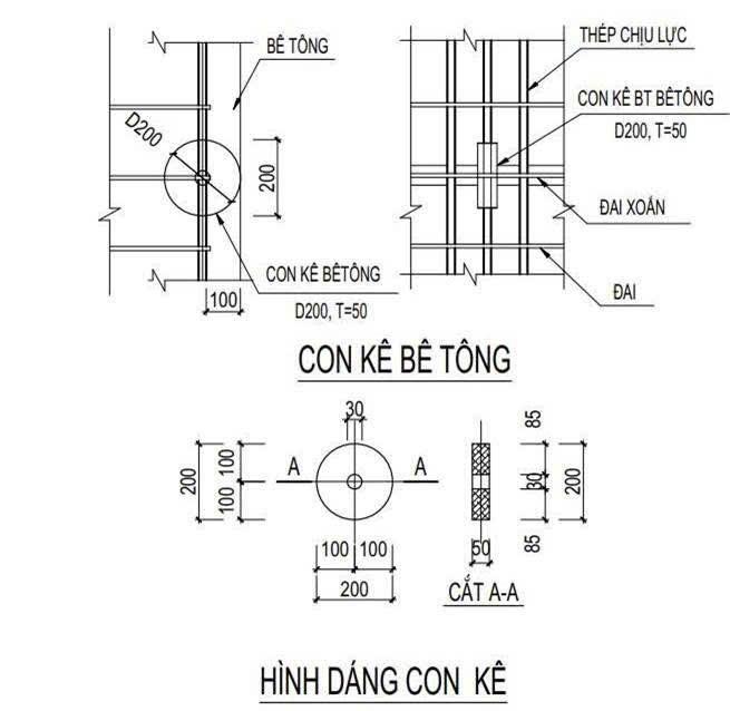 Con kê cọc khoan nhồi D200 Thái Long Con kê cọc khoan nhồi D200 Thái Long đường kính 200 mm lỗ 30 mm